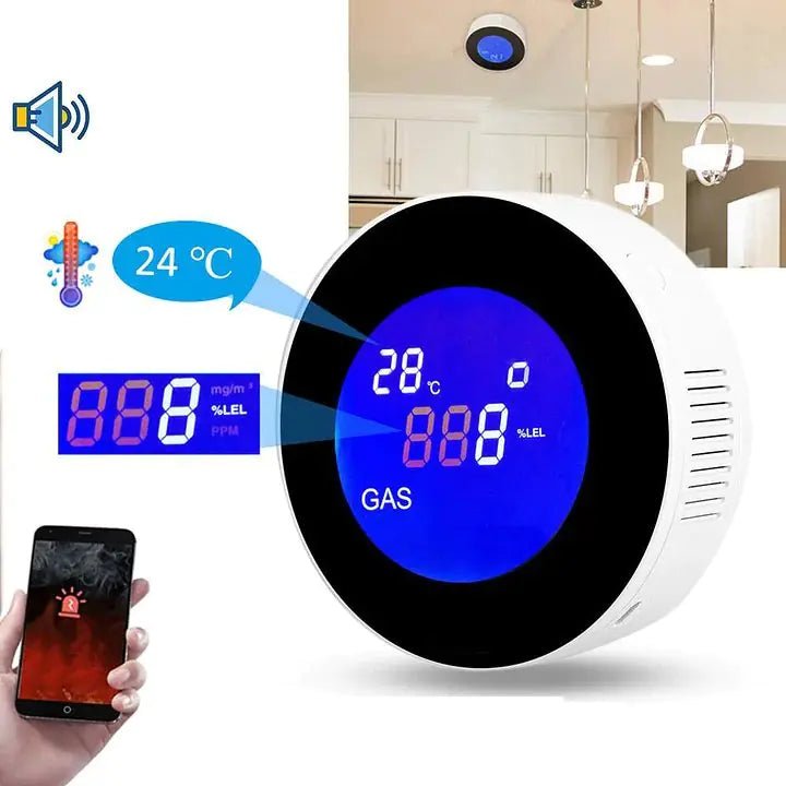 Wi-Fi Smart Natural Gas Detector - Digital LCD Temperature Display Gas Sensor for Home Kitchen - The Wilson Store